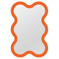 Contemporary Wall Mirror 'Hvyli 6' by Oitoproducts, Orange Frame