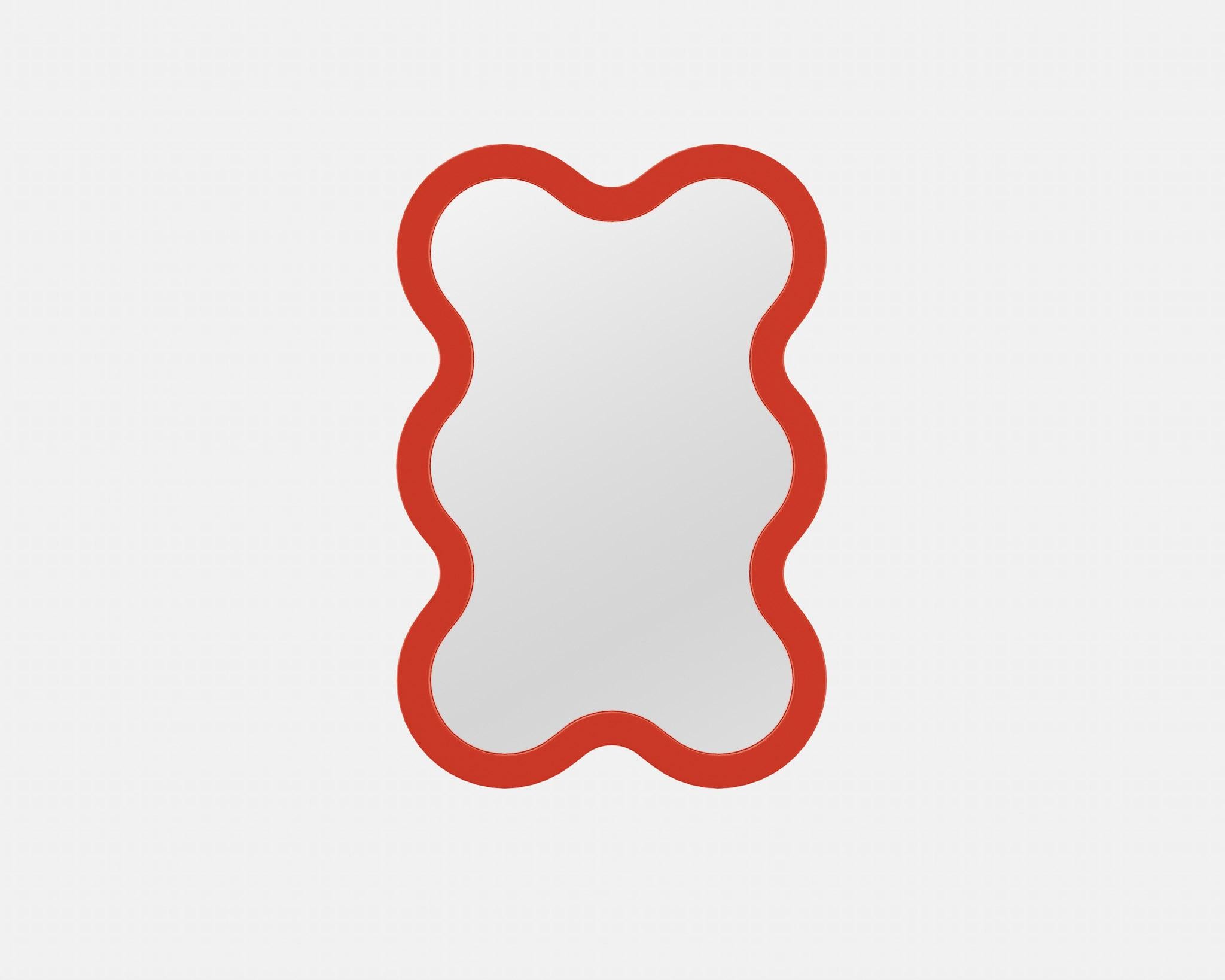 Contemporary Mirror 'Hvyli 6' by Oitoproducts
Red Ref Color RAL 2002

Dimensions:
W 52 cm x H 77 cm x D 4 cm
W 20.5 in x H 30.3 in x D 1.3 in

Materials: Painted ecological water paint MDF, silver glass mirror, special rubber feet.

About
Melted,