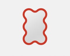 Contemporary Wall Mirror 'Hvyli 6' by Oitoproducts, Red Frame