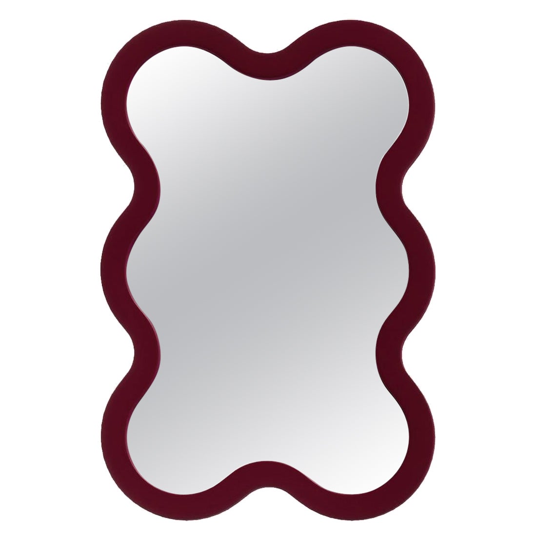 Contemporary Wall Mirror 'Hvyli 6 Mini' by Oitoproducts, Dark Red Frame