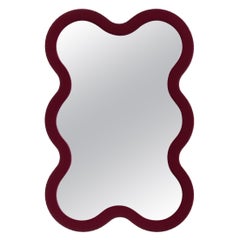 Contemporary Wall Mirror 'Hvyli 6 Mini' by Oitoproducts, Dark Red Frame