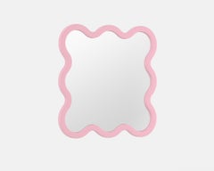 Contemporary Wall Mirror 'Hvyli 8' by Oitoproducts, Light Pink Frame
