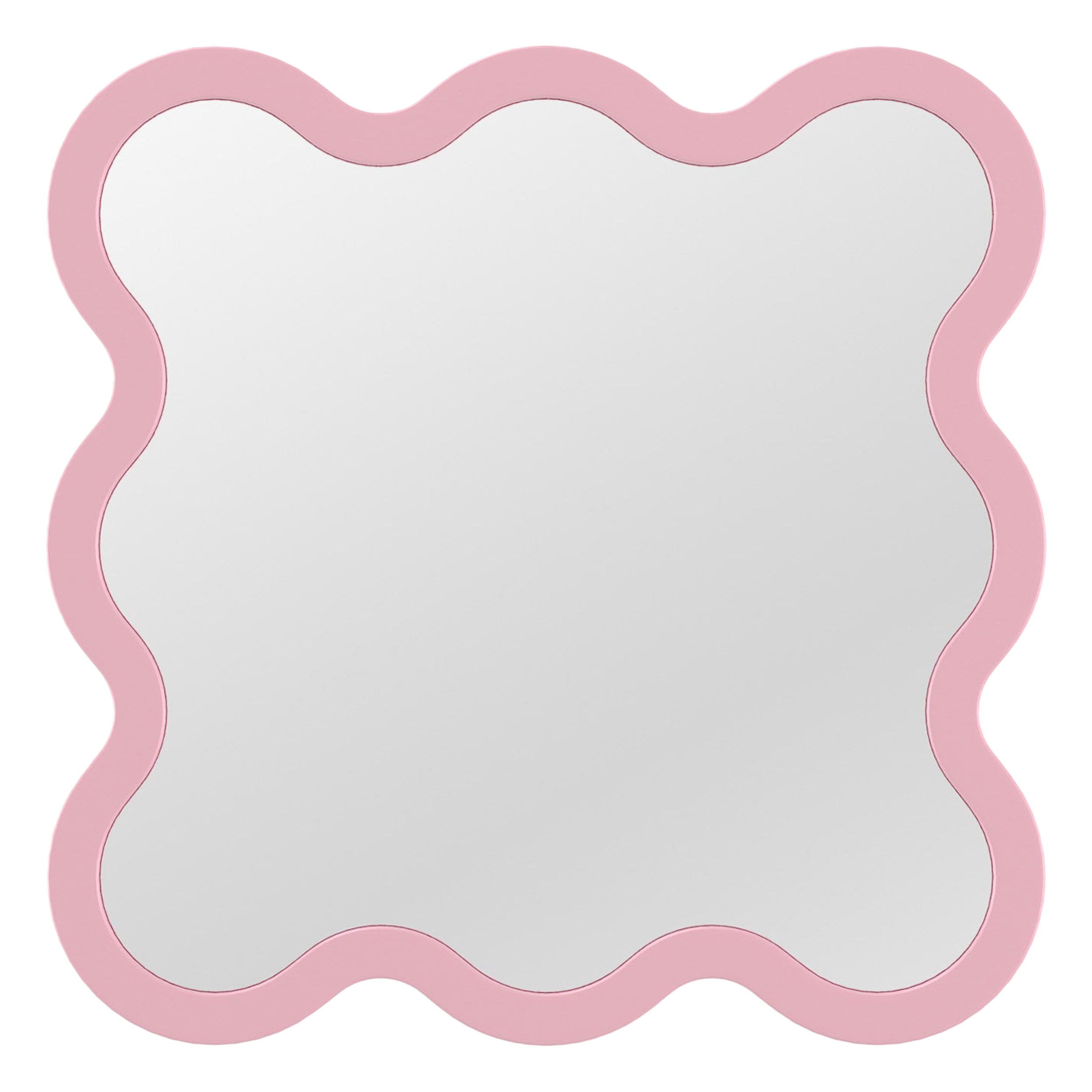 Contemporary Wall Mirror 'Hvyli 8' by Oitoproducts, Light Pink Frame
