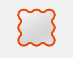 Contemporary Wall Mirror 'Hvyli 8' by Oitoproducts, Orange Frame