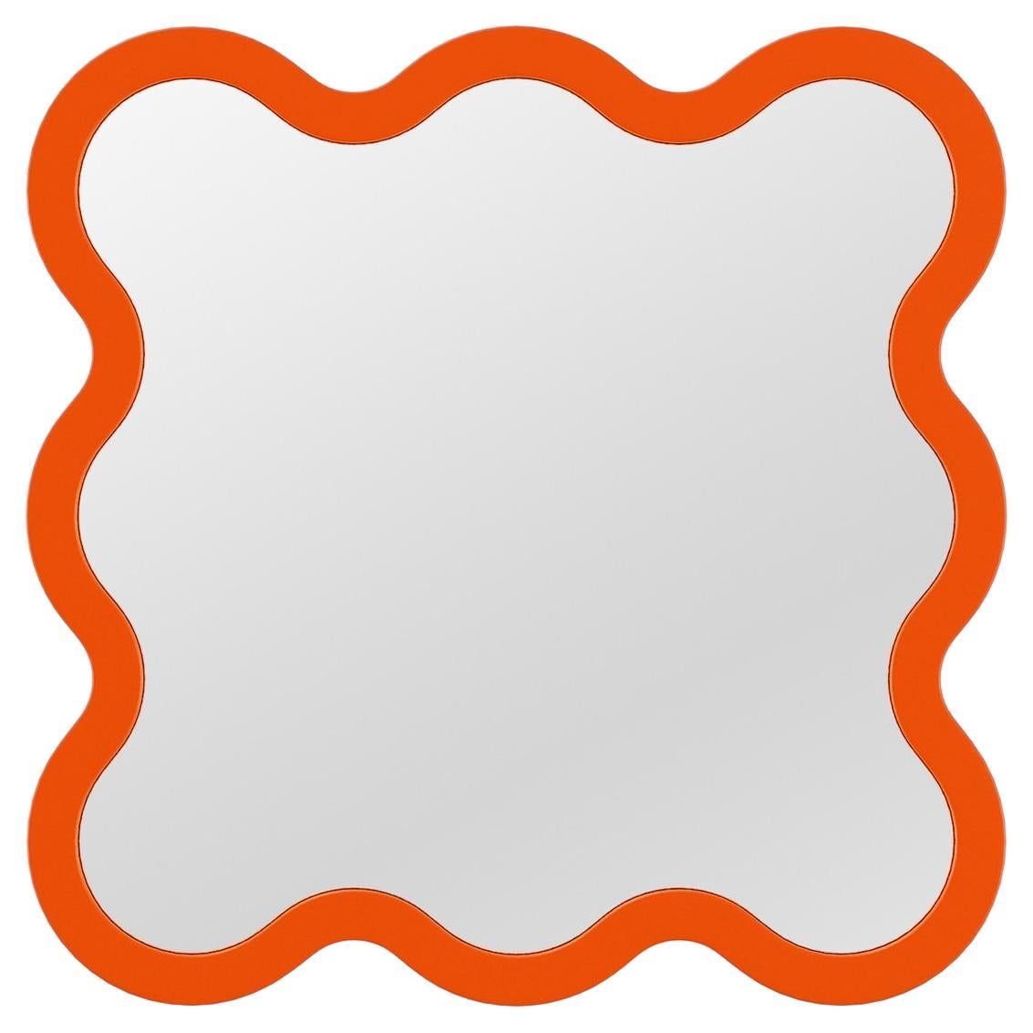 Contemporary Wall Mirror 'Hvyli 8' by Oitoproducts, Orange Frame