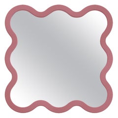 Contemporary Wall Mirror 'Hvyli 8' by Oitoproducts, Pink Frame