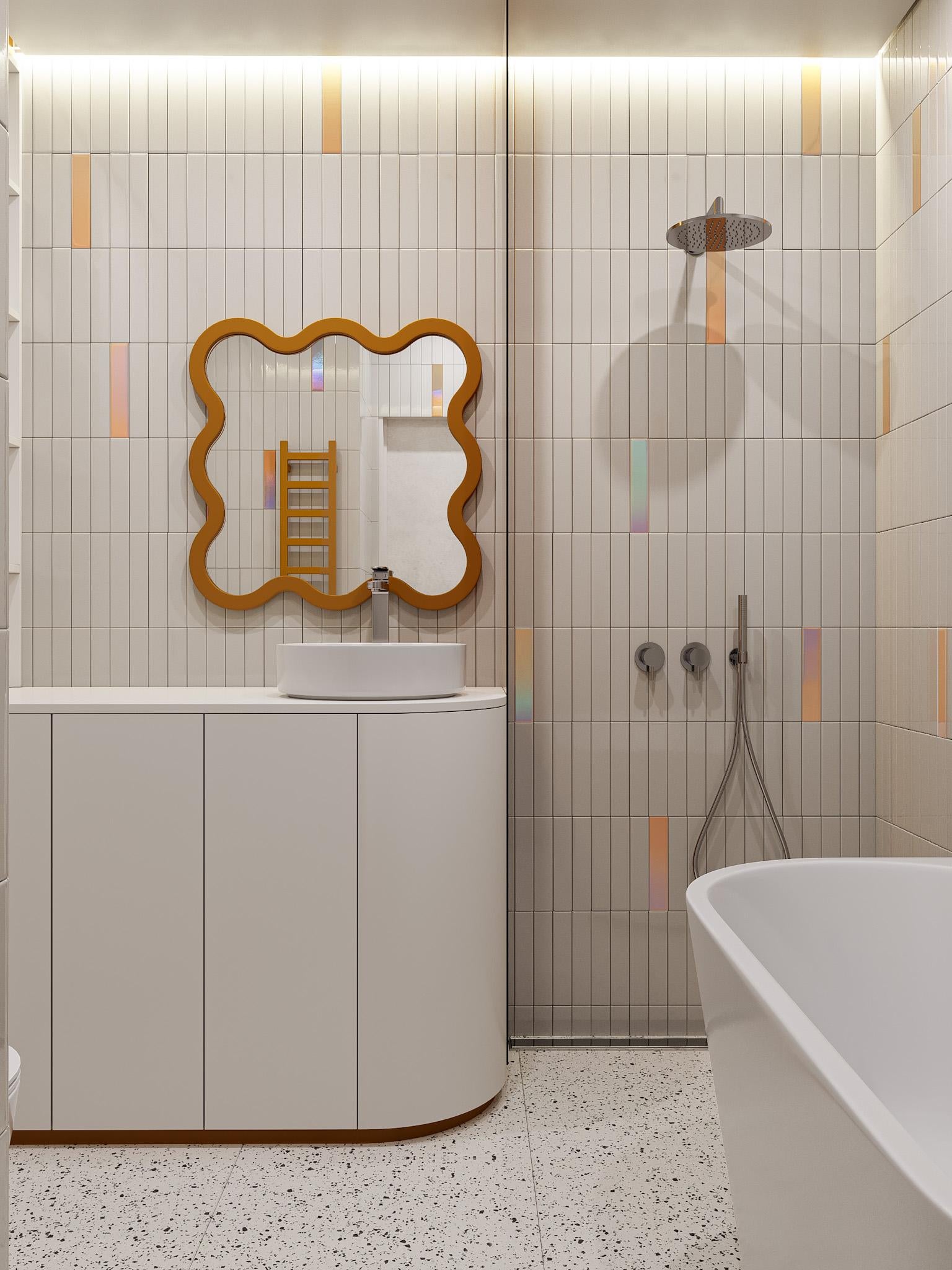 Zeitgenössischer wandspiegel 'Hvyli 8' von Oitoproducts, roter rahmen im Angebot 10