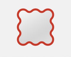 Contemporary Wall Mirror 'Hvyli 8' by Oitoproducts, Red Frame