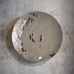 Contemporary Wall Mirror in Faceted Silver Glass, Geometric Design 2020s