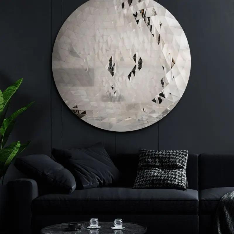 Contemporary Wall Mirror in Faceted Silver Glass, Geometric Design 2020s In Good Condition For Sale In Saint-Ouen, FR