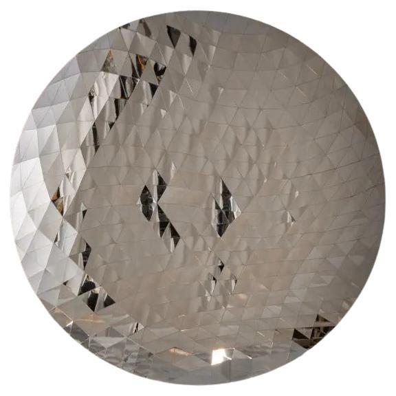Contemporary Wall Mirror in Faceted Silver Glass, Geometric Design 2020s For Sale