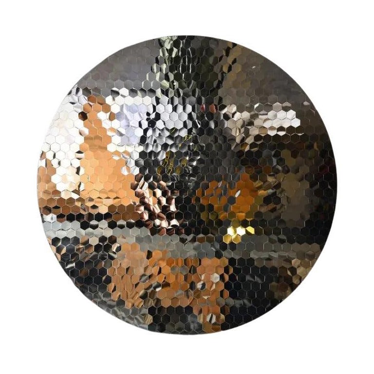 Contemporary Wall Mirror in Silver Glass with Hexagonal Design, 2020s