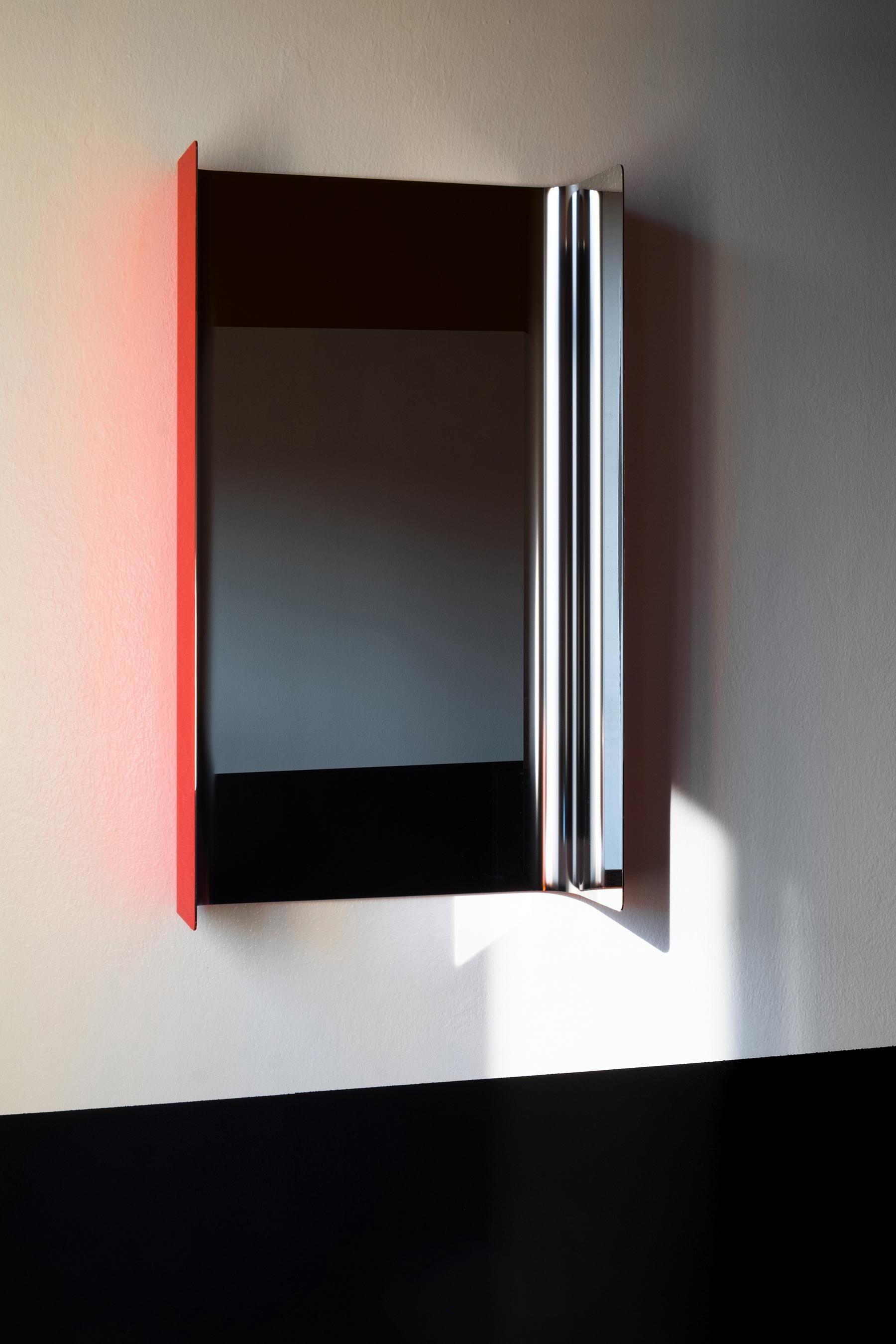 Italian Contemporary Wall Mirror Lacquered Steel Metal For Sale