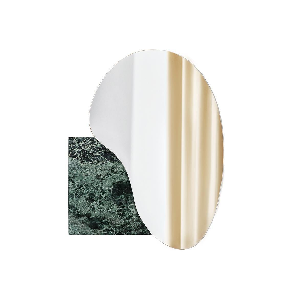Contemporary Wall Mirror Lake 4 by Noom, Brushed Brass Frame For Sale 11