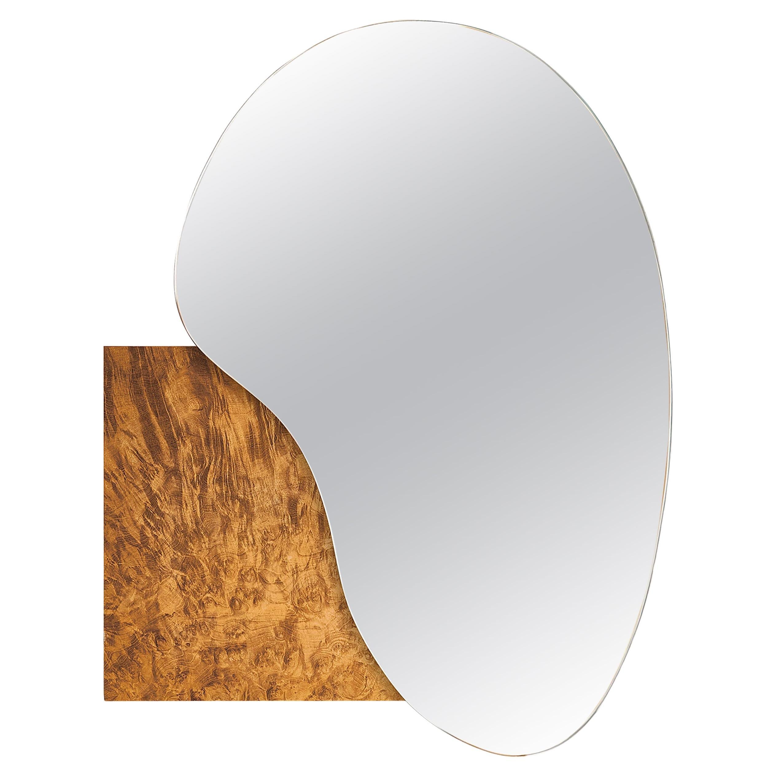 Contemporary Wall Mirror Lake 4 by Noom, Madrone Wood For Sale