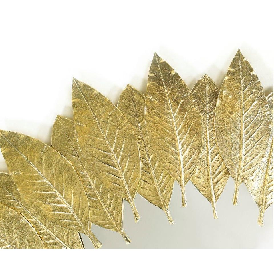 Modern Contemporary Wall Mirror Made From Leaves Molded In Brass Casting For Sale