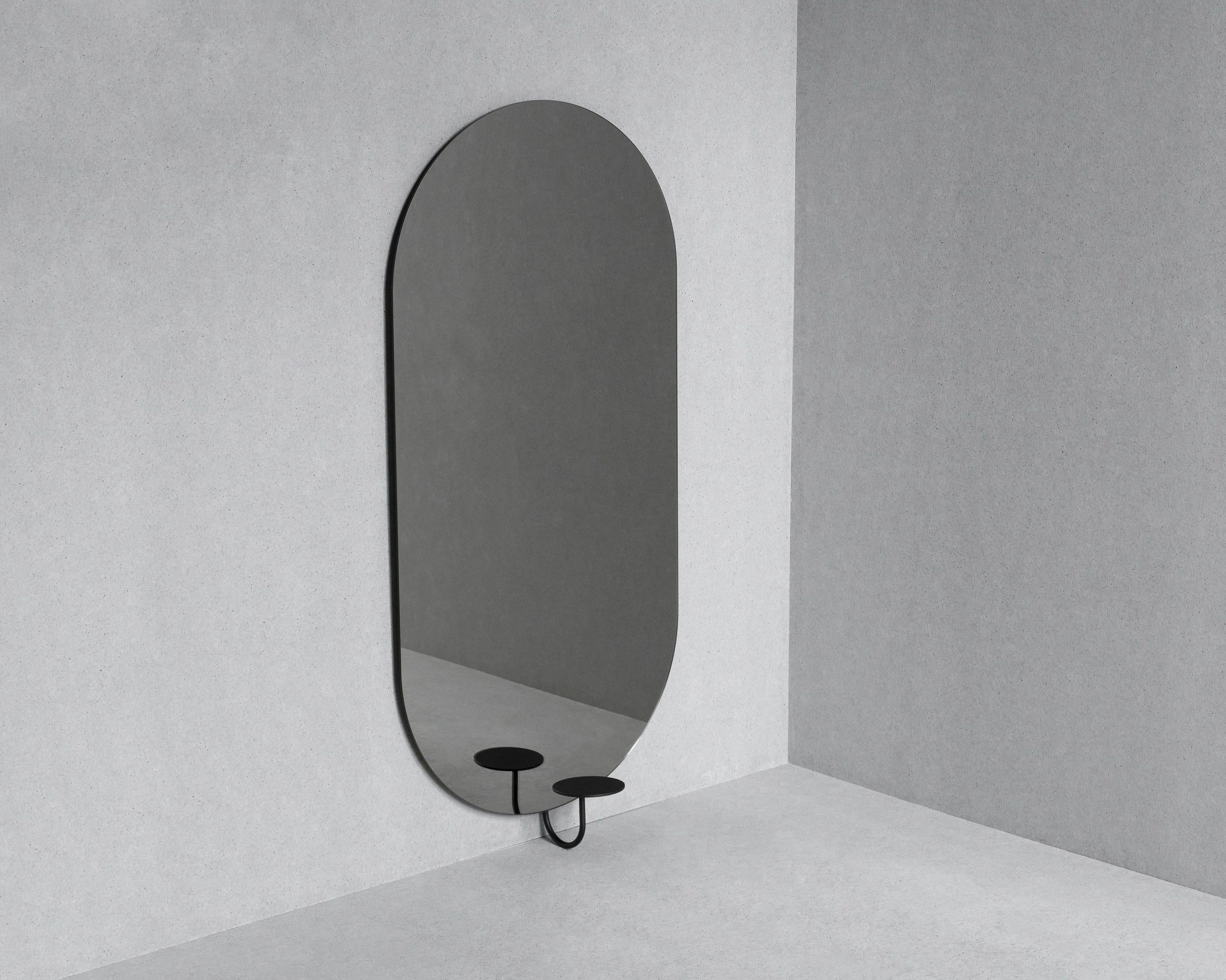 Contemporary Wall Mirror 'Miró Miró' Oval, Vertical, Grey In New Condition For Sale In Paris, FR