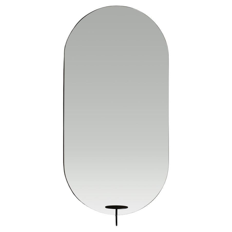 Contemporary Wall Mirror 'Miró Miró' Oval, Vertical, Grey For Sale