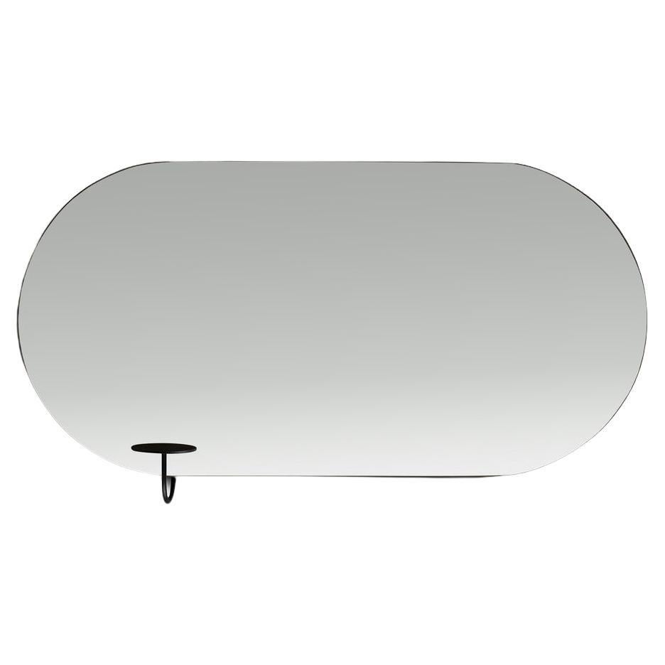 Zeitgenössischer Wandspiegel 'Mir Mir' Oval, Horizont, Grau im Angebot