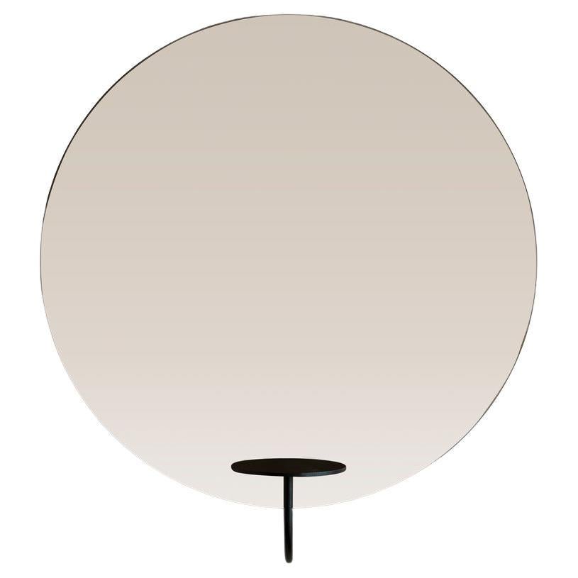 Contemporary Wall Mirror 'Miró Miró' Round, Small, Black, Bronze