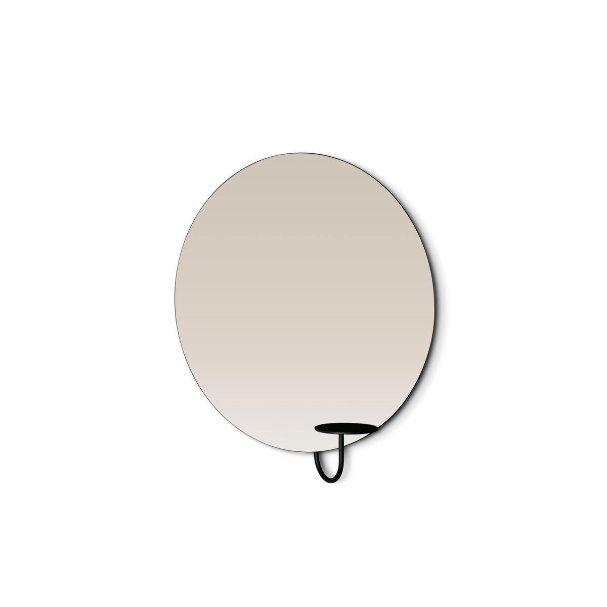 Organic Modern Contemporary Wall Mirror 'Miró Miró' Round, Small, Brass, Clear For Sale