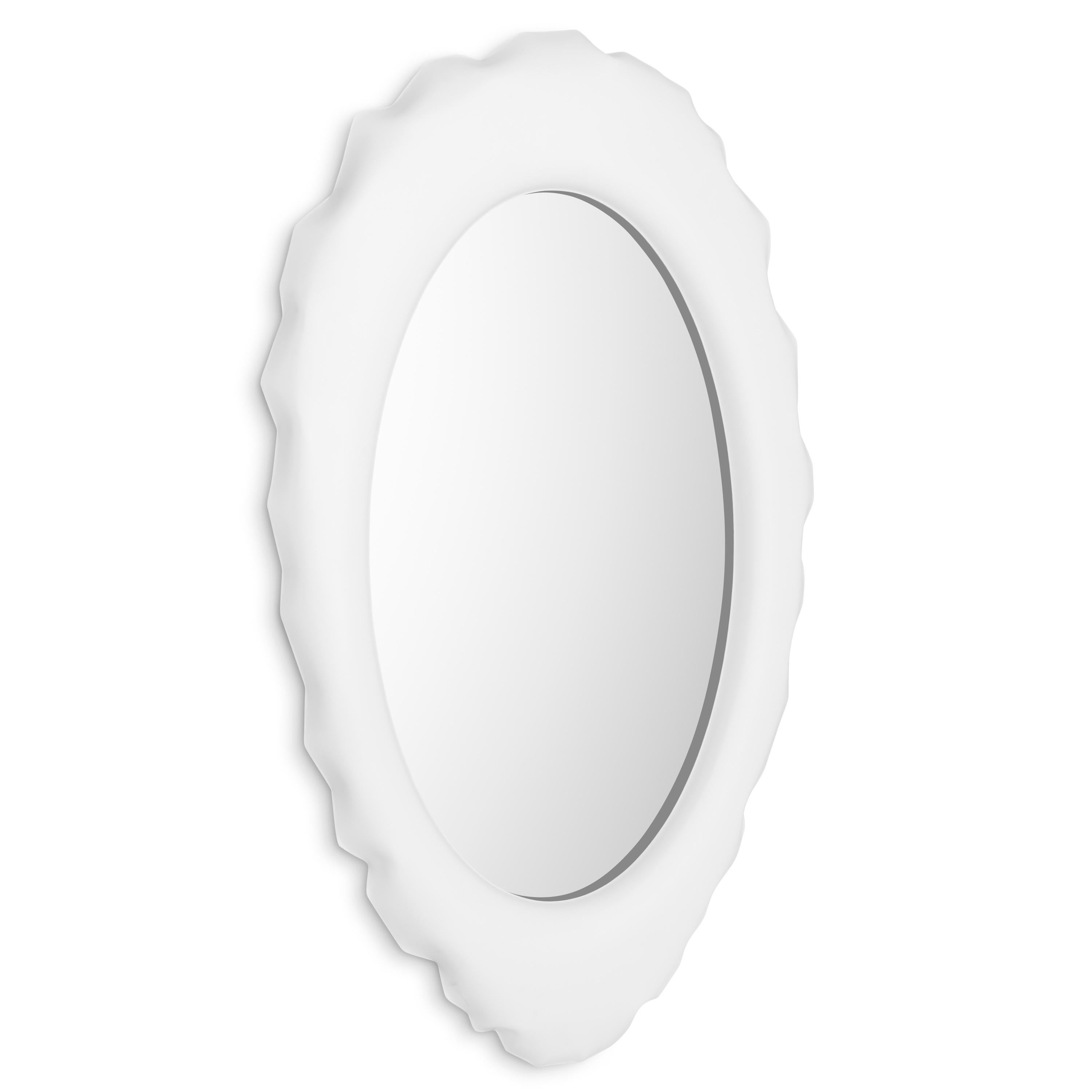Organic Modern Contemporary Wall Mirror 'Silex' by Zieta, Cotton Candy White For Sale