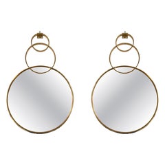 Zeitgenössischer Wandspiegel mit Messingkreisen - italienische Handwerkskunst