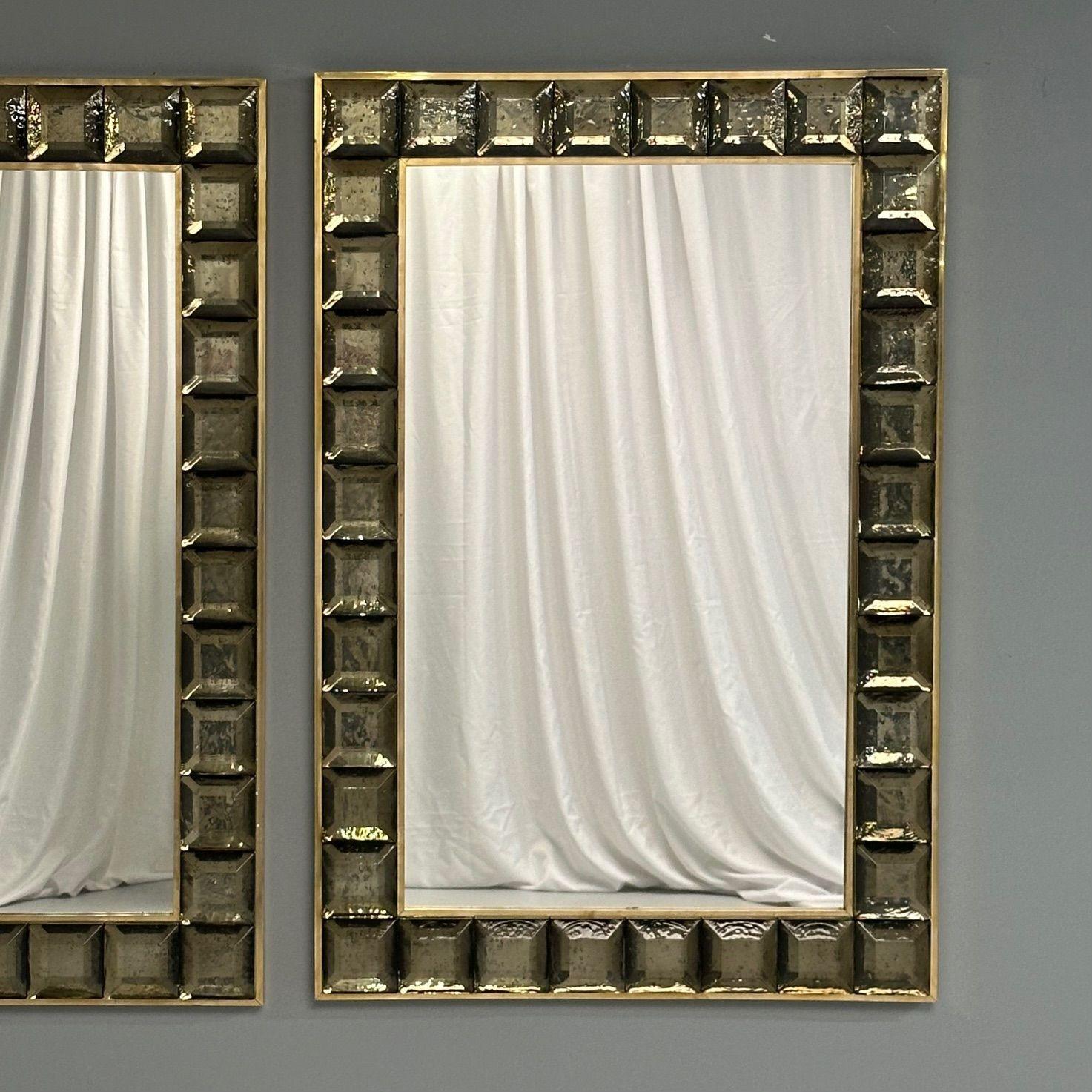 Contemporary, Wall Mirrors, Bronze Faceted Square Murano Glass, Italy, 2023 For Sale 2