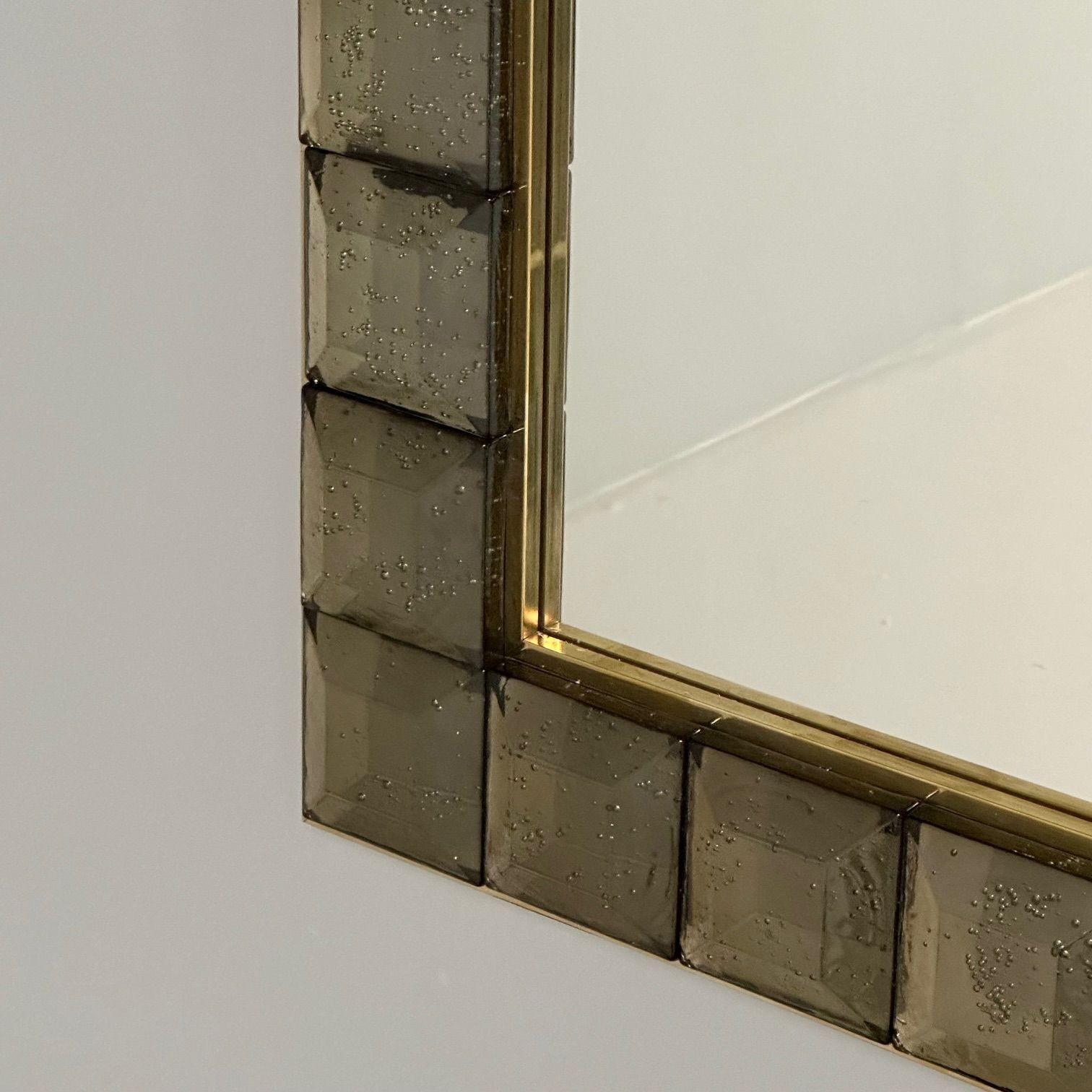 Contemporary, Wall Mirrors, Bronze Faceted Square Murano Glass, Italy, 2023 For Sale 4