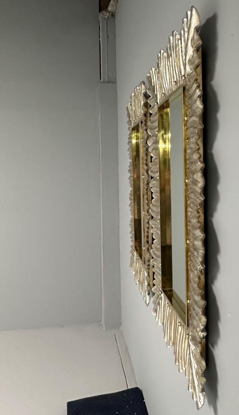 Contemporary, Wall Mirrors, Leaf Motif, Murano Glass, Silver Gilt, Italy, 2023 For Sale 5