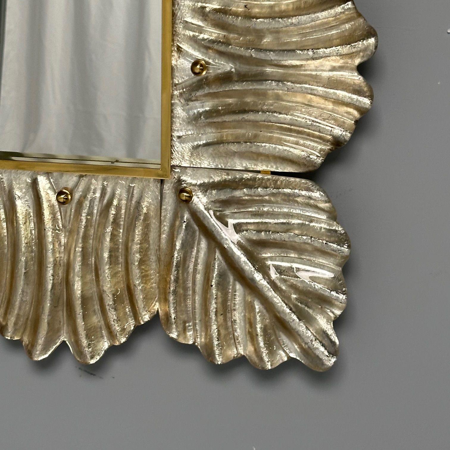Contemporary, Wall Mirrors, Leaf Motif, Murano Glass, Silver Gilt, Italy, 2023 For Sale 8