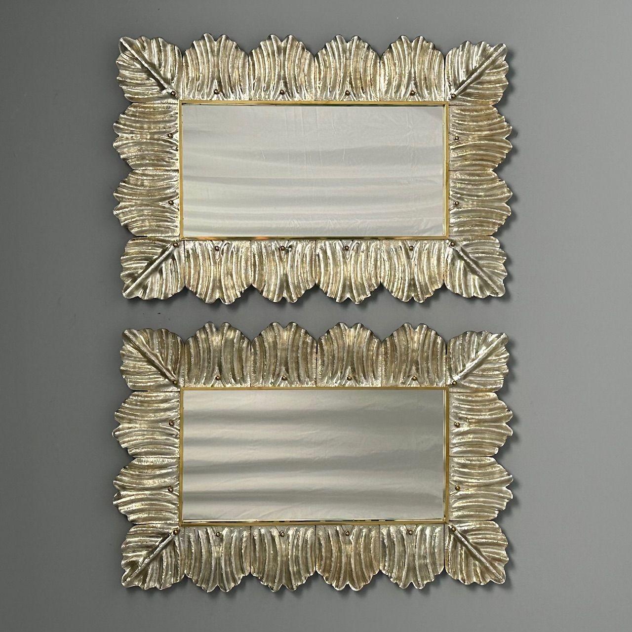 Contemporary, Wall Mirrors, Leaf Motif, Murano Glass, Silver Gilt, Italy, 2023 For Sale 9