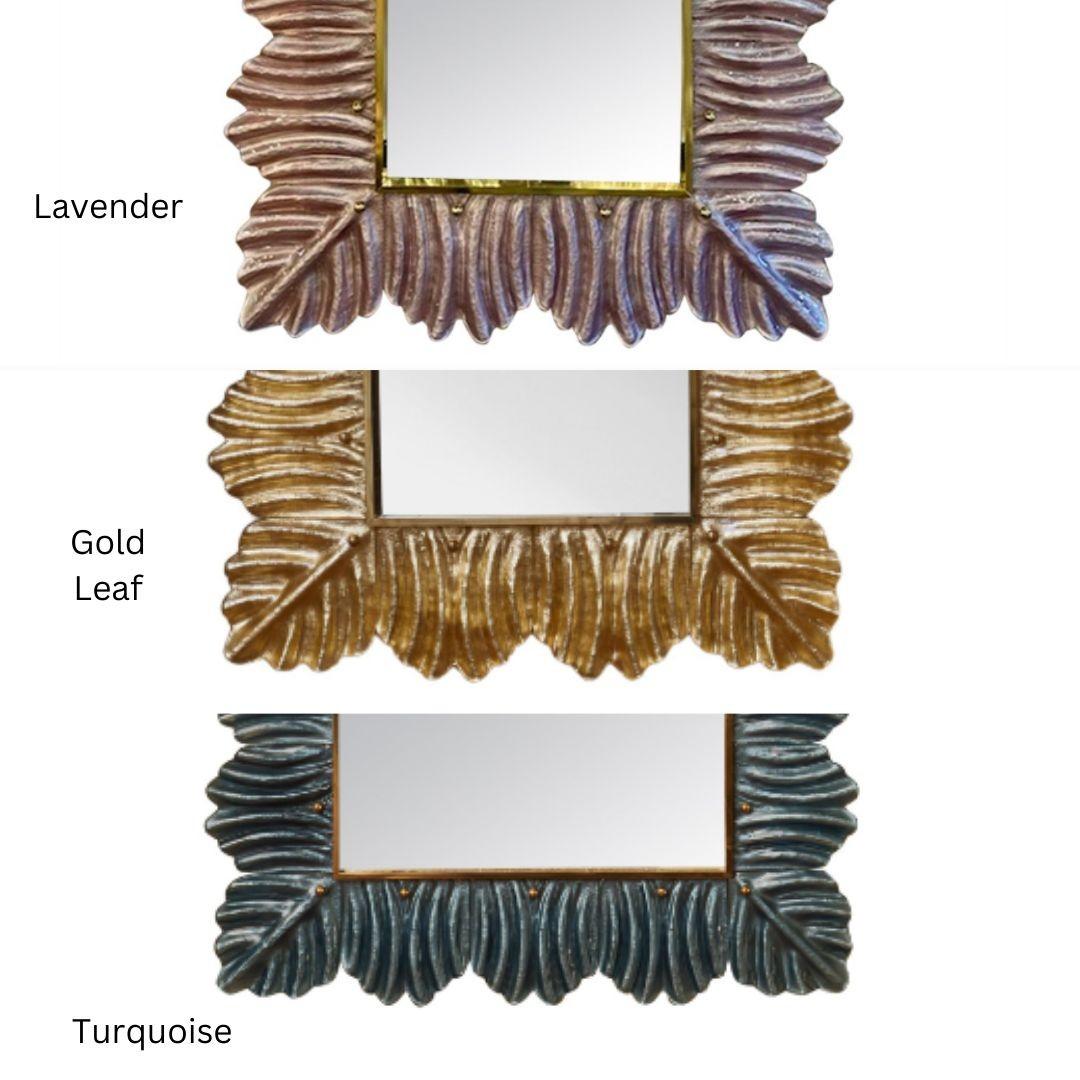 Contemporary, Wall Mirrors, Leaf Motif, Murano Glass, Silver Gilt, Italy, 2023 For Sale 10