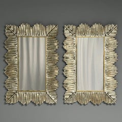 Contemporary, Leaf Motif, Murano Glass, Silver Gilt, Wall Mirrors, Italy, 21st C.