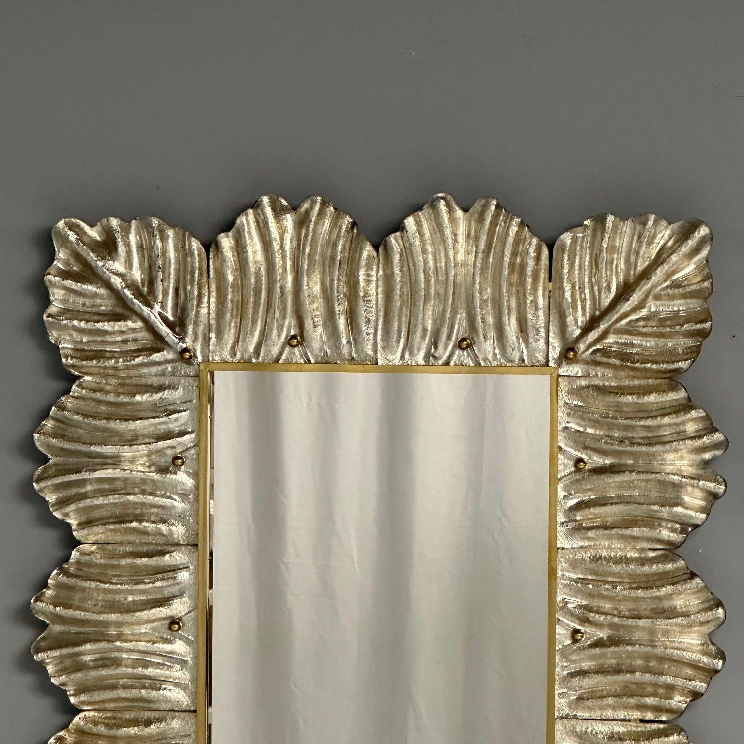Contemporary, Wall Mirrors, Leaf Motif, Murano Glass, Silver Gilt, Italy, 2023 For Sale 2