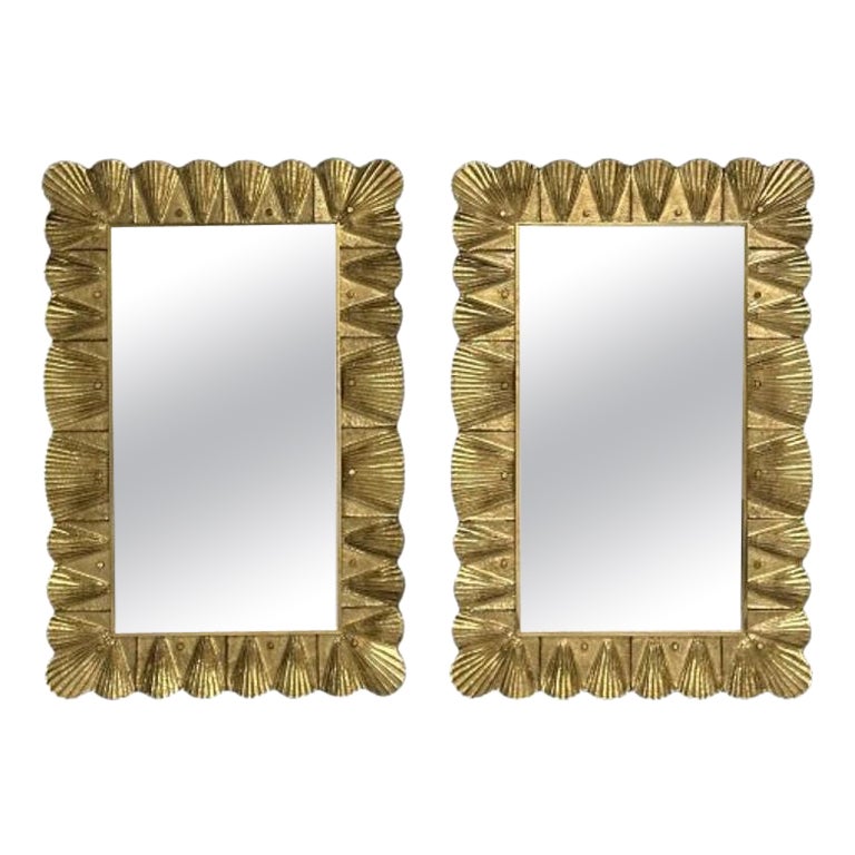Contemporary, Wall Mirrors, Scallop Motif, Murano Glass, Gold Gilt, Italy, 2023