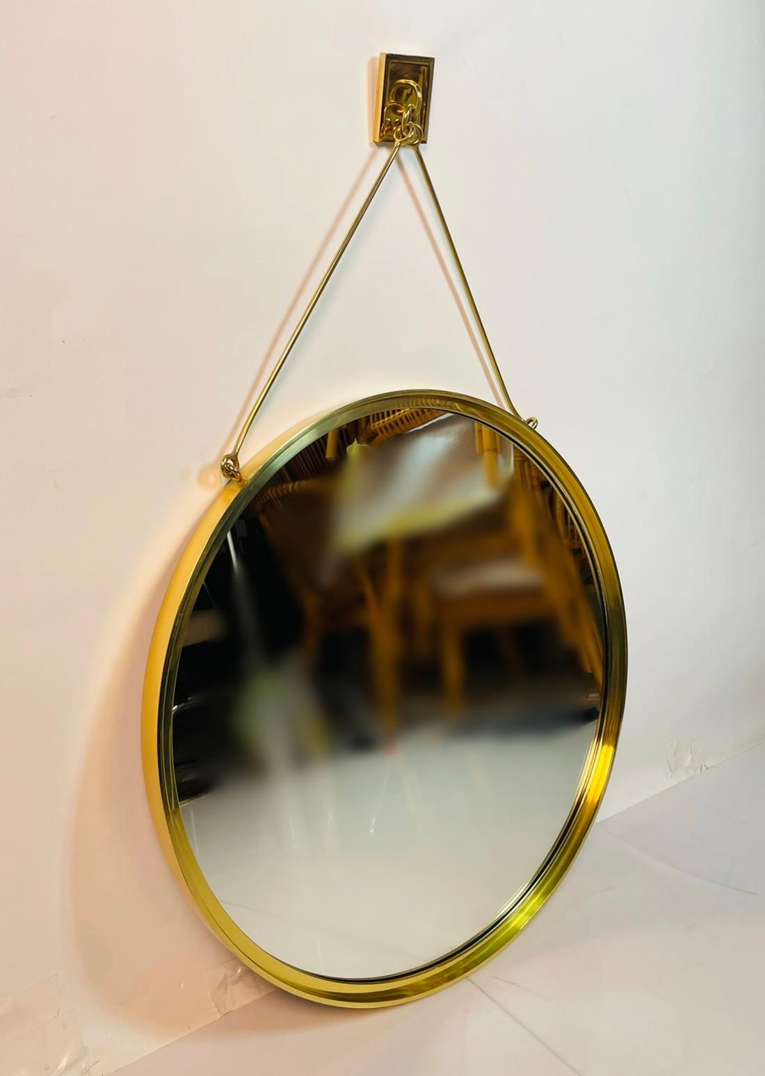 Modern Contemporary Wall Mounted Brass Mirror For Sale