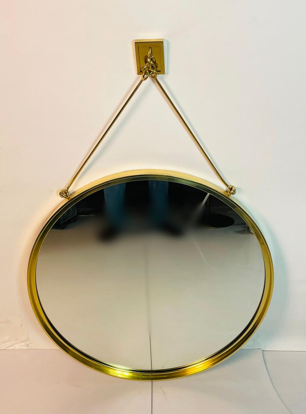 Contemporary Wall Mounted Brass Mirror For Sale 2