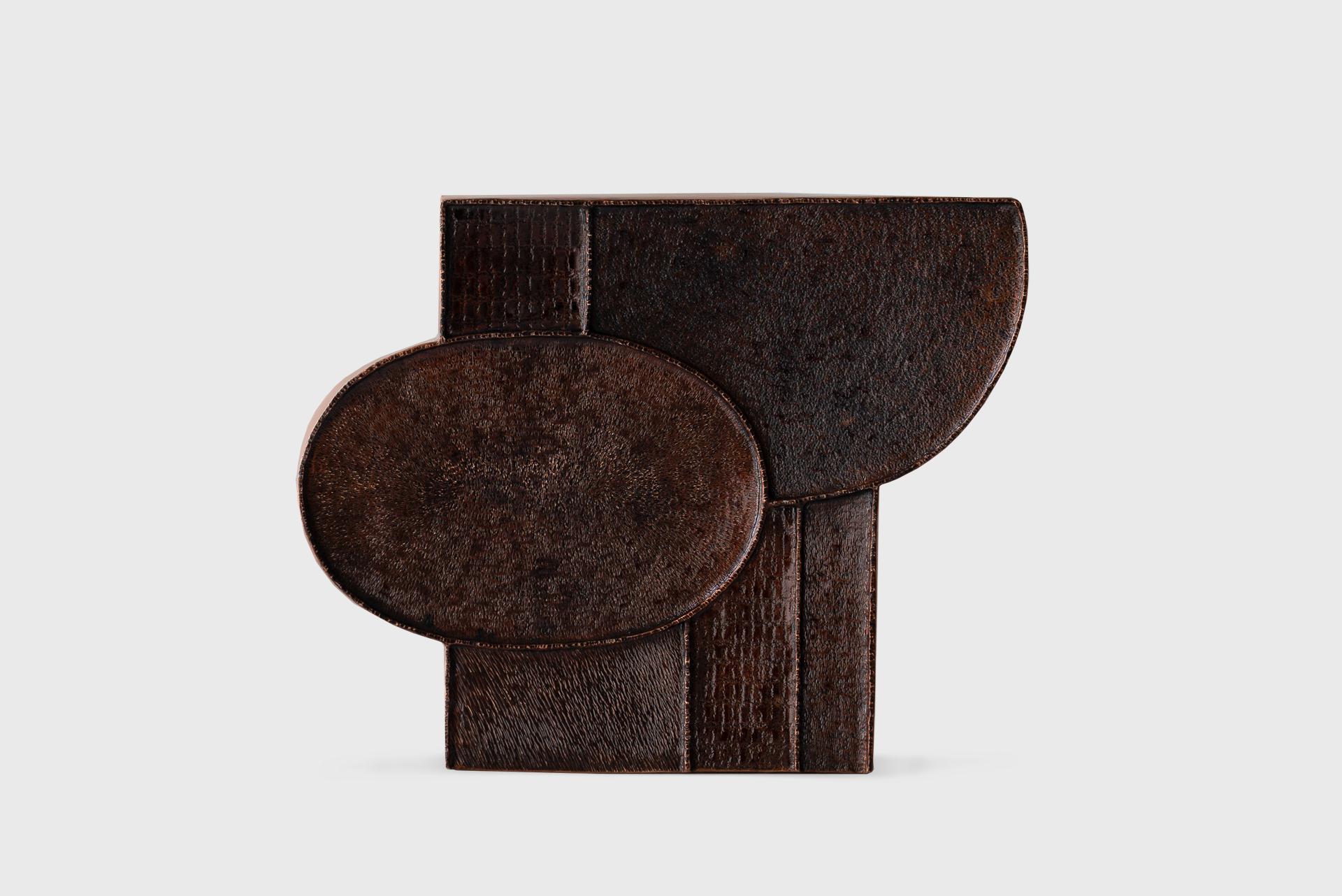 Contemporary Wall Object 1, Textured Natural Dark Lacquer, Seung Hyun Lee, Korea For Sale 3