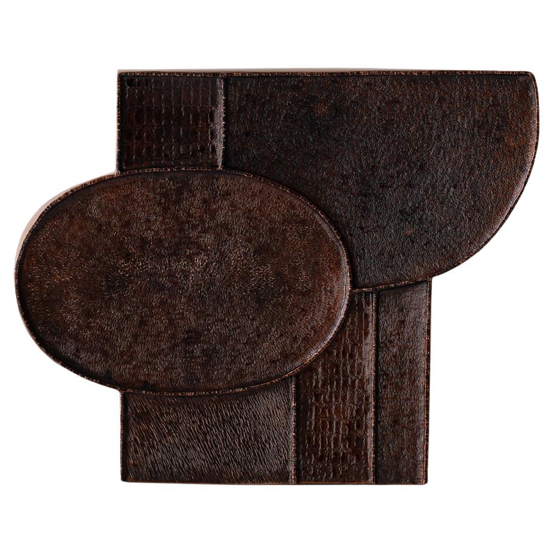 Contemporary Wall Object 1, Textured Natural Dark Lacquer, Seung Hyun Lee, Korea For Sale