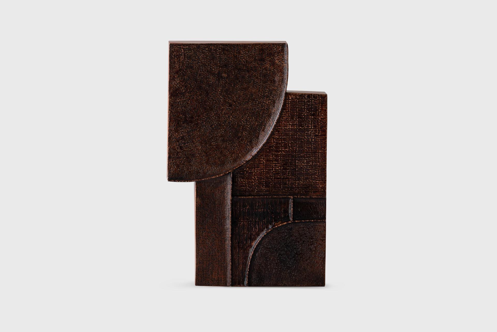 Contemporary Wall Object 2, Textured Natural Dark Lacquer, Seung Hyun Lee, Korea For Sale 1