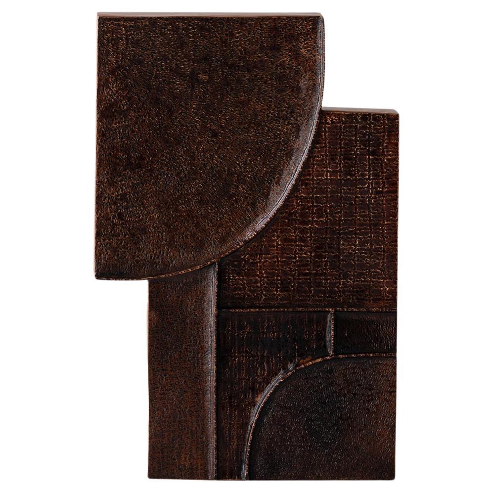 Contemporary Wall Object 2, Textured Natural Dark Lacquer, Seung Hyun Lee, Korea For Sale