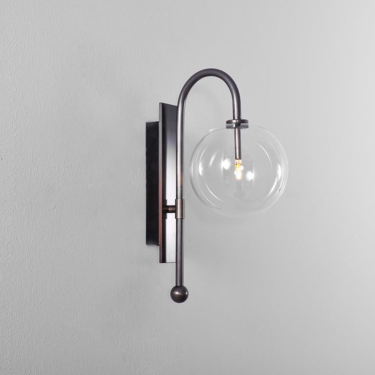Naples Wall Sconce by Schwung
Dimensions: W 15 x D 23 x H 37 cm
Materials: Polished nickel, hand blown glass globes

Finishes available: Black gunmetal, polished nickel, brass


Schwung is a German word, and loosely defined, means energy or