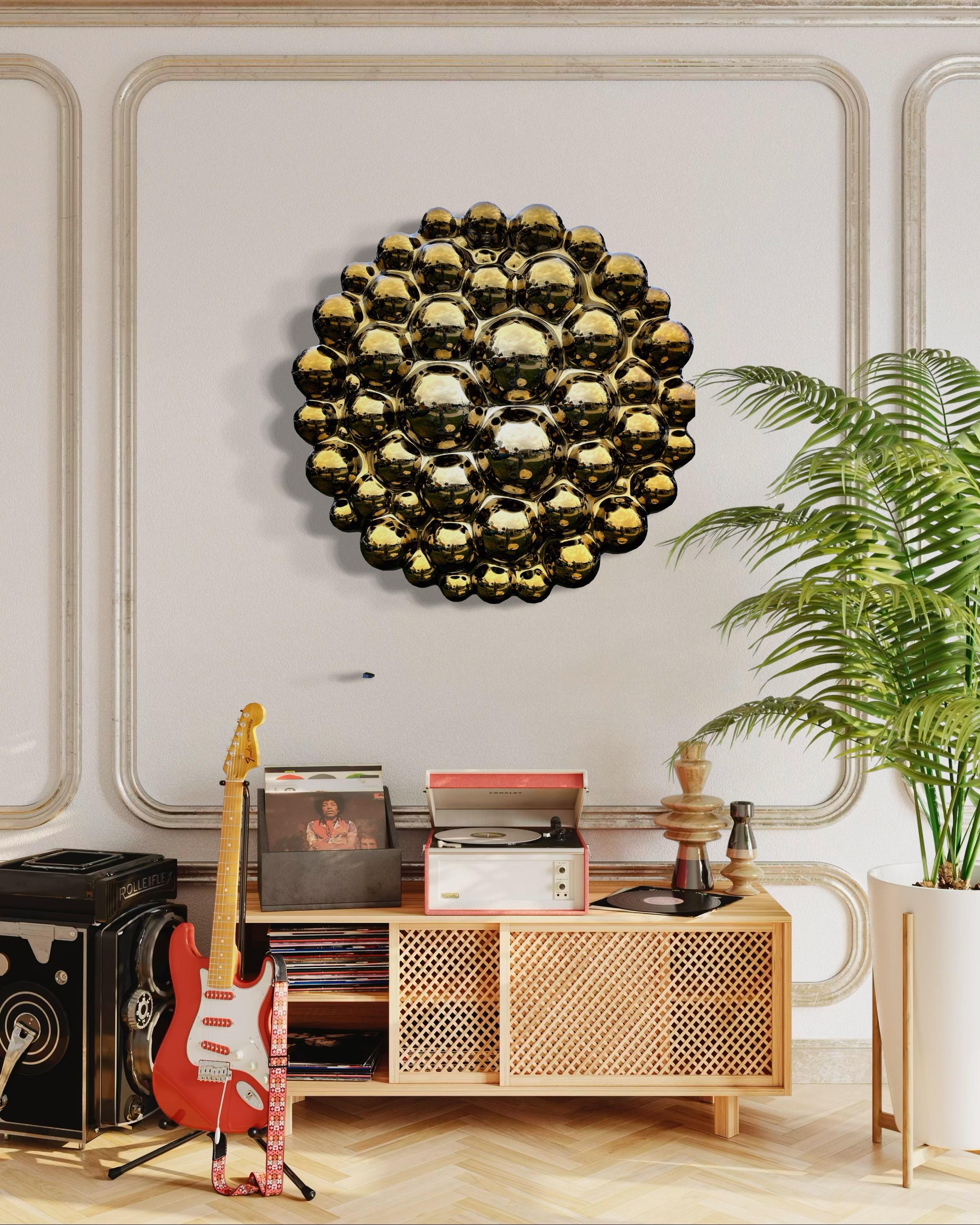 Zeitgenössische Wandskulptur Bubbles Gold (Moderne) im Angebot