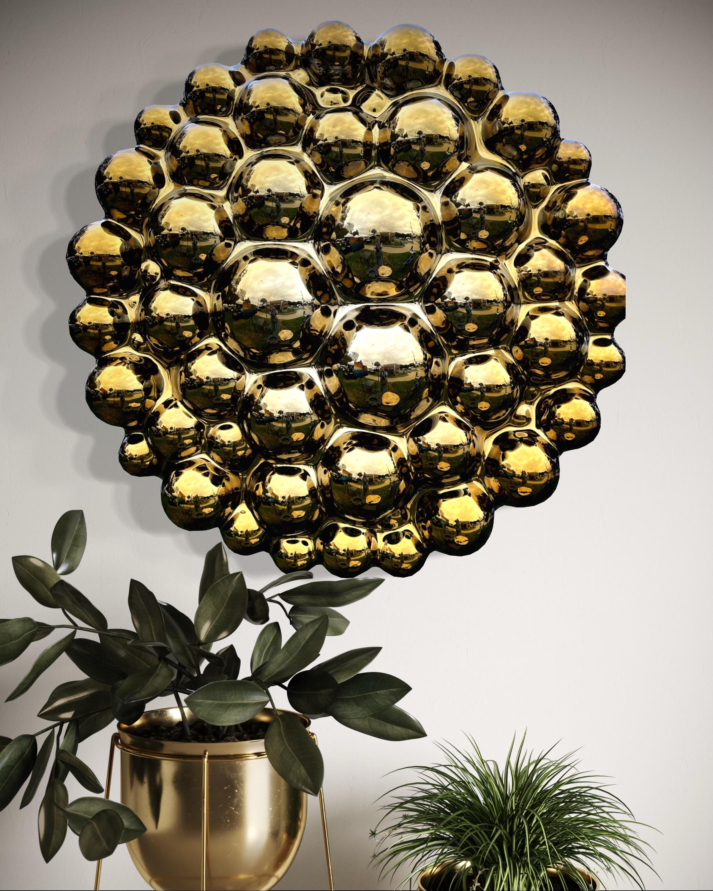 Zeitgenössische Wandskulptur Bubbles Gold im Zustand „Neu“ im Angebot in West Hollywood, CA