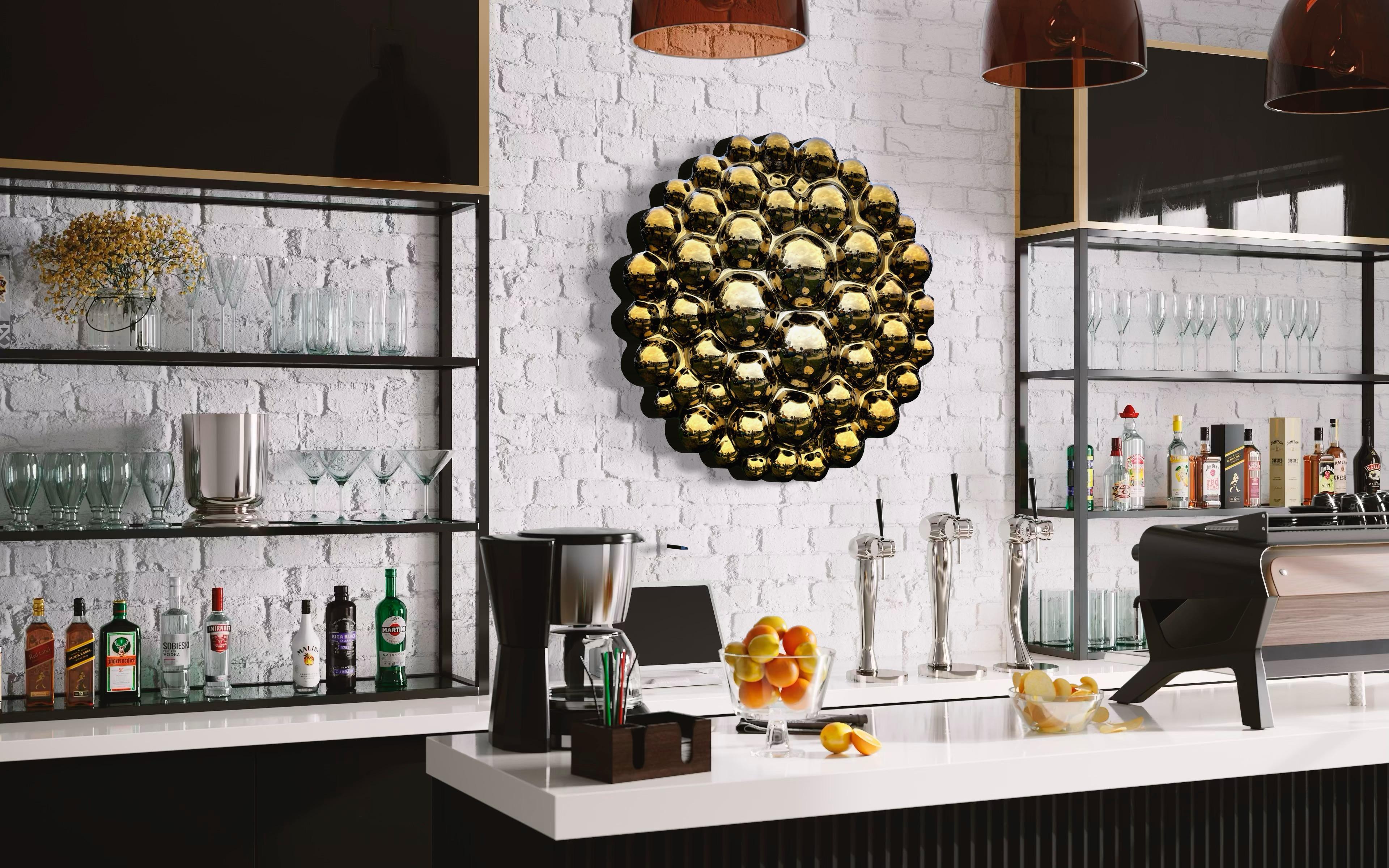 Zeitgenössische Wandskulptur Bubbles Gold (21. Jahrhundert und zeitgenössisch) im Angebot