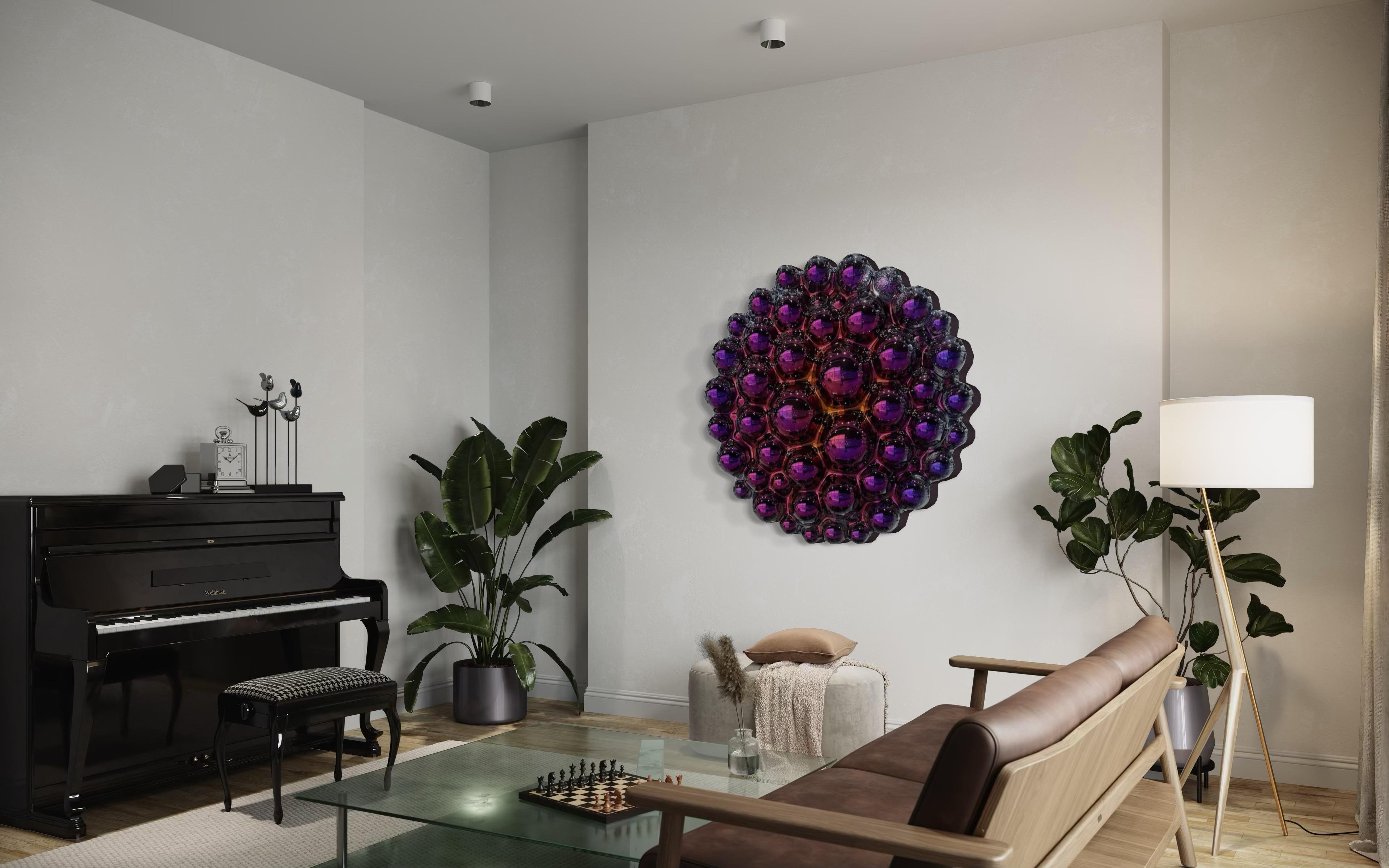 Zeitgenössische Wandskulptur Bubbles Lila im Angebot 1