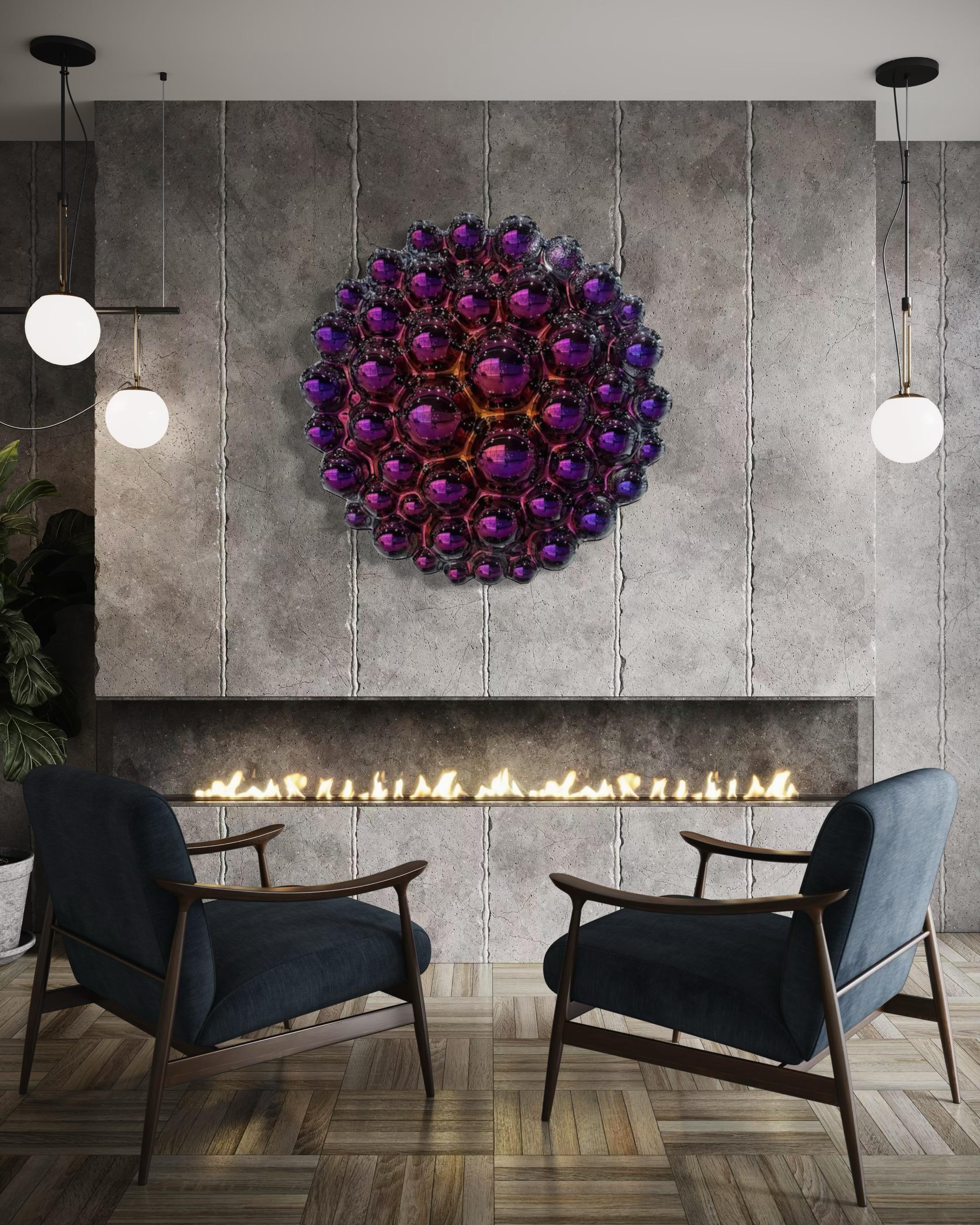 Zeitgenössische Wandskulptur Bubbles Lila im Angebot 4