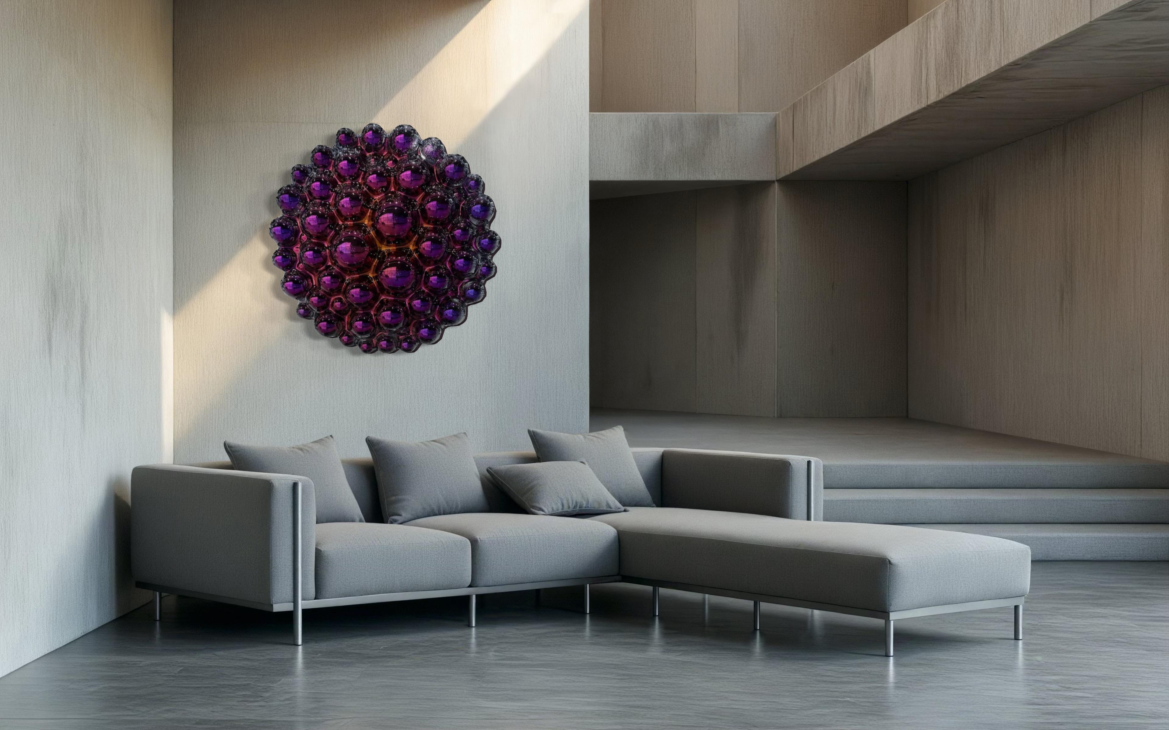 Zeitgenössische Wandskulptur Bubbles Lila im Angebot 3