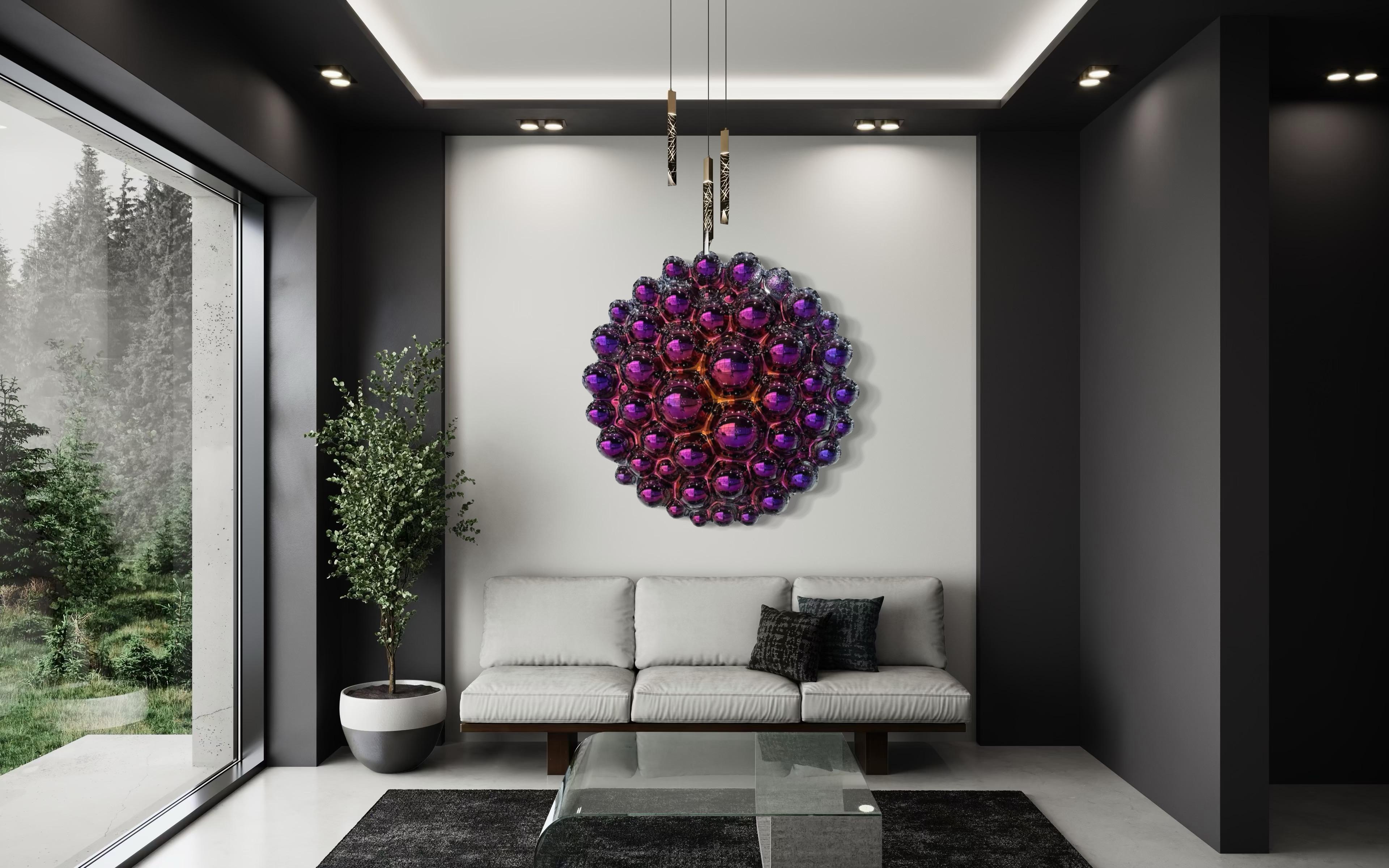 Zeitgenössische Wandskulptur Bubbles Lila im Angebot 5